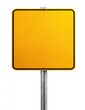 © Causa - Empty bright yellow square sign on a metal post