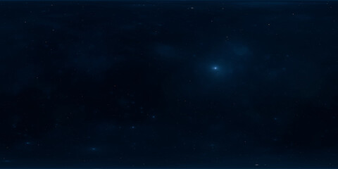 Wall Mural - 360 degree space nebula. Giant interstellar cloud with stars, equirectangular projection, environment map. Spherical panorama. 3D rendering, Fractal image