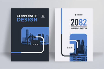 Wall Mural - Business Report Cover Template – Blue Geometric Layout (A4)