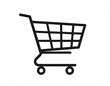 © Rizky - Simple Black Outline of an Empty Shopping Cart Icon on a White Background.