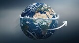 Earth globe illustration showing rising water levels symbolizing environmental concerns and future
