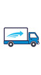 © Falih - Blue delivery truck with arrow graphic.