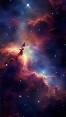 Wall Mural - A mesmerizing video of a cosmic nebula, captured from a wide-angle perspective, showcasing vibrant colors and starry depths in space. Live mobile wallpaper.