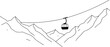 © Peacock - Mountainous landscape with cable car: minimalist black line art