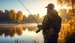 © suu - Man Fishing at Sunrise in Autumn