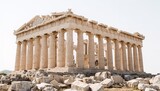 The majestic Parthenon temple stands on the Acropolis hill in Athens, a symbol of ancient Greek architecture and history