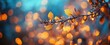 © fuad - Illuminated Branch with Golden Leaves and Bokeh Lights, Dreamy Aesthetic.