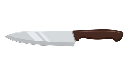 Sleek culinary tool: A digitally rendered chef's knife illustration with glossy blade and ergonomic brown handle presented against a plain backdrop