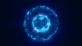 Glowing blue energy sphere radiating light in a digital abstract space