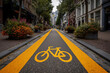 © lashkhidzetim - A bike lane is painted on the street with a yellow line