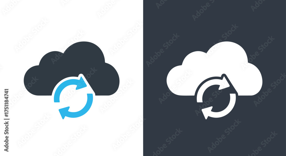 Cloud sync icon for data backup and storage updates - Line and glyph ...