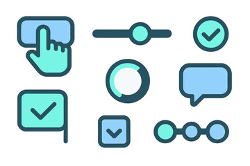 Essential user interface icons for web and mobile application design controls and feedback