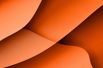 Canvas Print - Abstract Orange Background With Wavy Curves And Shading Elegant Fluid Design