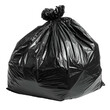 © asrul - A black, full, tied-up trash bag against a transparent background