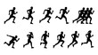 © Design Gallary - Vector art of silhouette of people running, depicting a group of athletes in motion during a race or training session