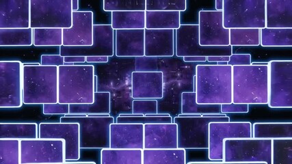 Wall Mural - Abstract Purple Cubes Background, Futuristic Technology, Digital Space