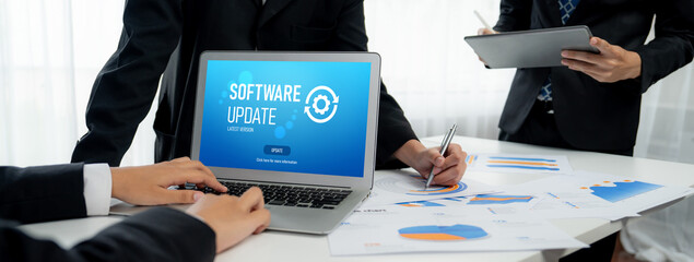 Wall Mural - Software update on computer for brisk version of device software upgrade