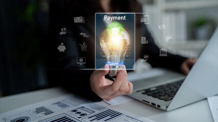 Wall Mural - Secure online payments ensure smooth e-commerce with safe transactions, digital payment systems, and financial data protection. Latch