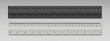 © Angela Ksen - Set of realistic rulers 30 cm length. Plastic black and transparent ruler. School supplies and equipment. Measuring tool with double side scale. Vector illustration