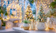 © Lenka_X - Christmas tree decor with glowing lights bokeh. Perfect for festival, holiday, celebration