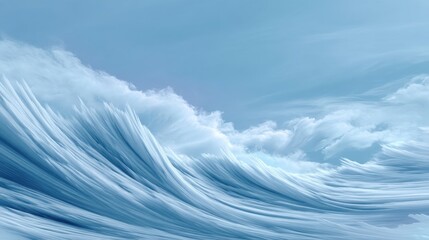 Wall Mural - Majestic Blue Ocean Waves and Soft Sky Clouds Create a Serene and Tranquil Seascape Scene for Relaxation and Meditation Purposes