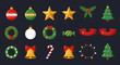 © Roni - Glossy Christmas Decorations Icons with Red, Green, and Gold Accents