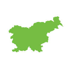  Map of Slovenia, sign silhouette. World Map Globe. Vector Illustration isolated on white background. Europe continent.