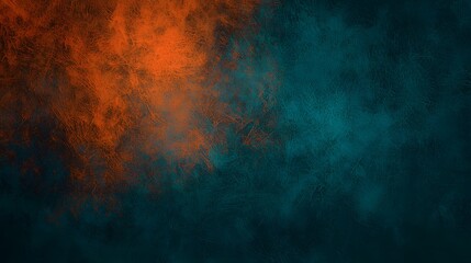Canvas Print - Dark and Grainy Gradient Background with Vibrant Orange and Teal