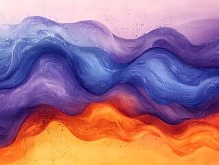 Canvas Print - Abstract Flowing Waves in Orange, Blue and Purple Colors