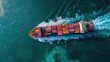 © Chantip - Container ship at sea on top view, beautiful ship.
