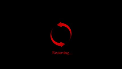 System Restarting Process Update Loading Cycle Refresh Reboot Button Animation. Modern Technology Restart Process on black background Concept.
