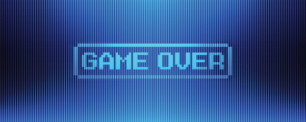 Wall Mural - Game Over, Retro games for game assets in retro futuristic sci-fi background vector illustration. Glowing neon from an old arcade