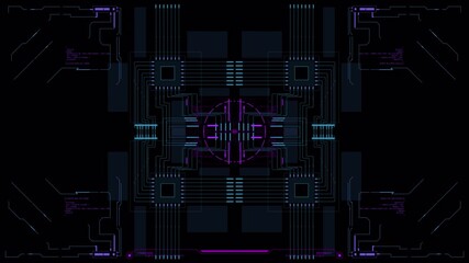 Wall Mural - Futuristic Digital Interface with Circuitry, Code, and Data Flow Visualizations