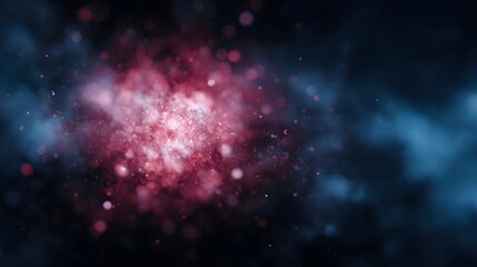 Wall Mural - Abstract glowing particles and nebula in cosmic space with red and blue light