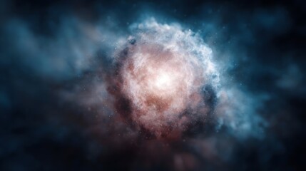 Wall Mural - Vibrant glowing nebula or galaxy formation swirling in deep cosmic space with luminous core
