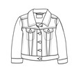 © didiwidjanarko - A meticulously crafted line art illustration showcasing the design elements of a denim jacket, including pockets, buttons, and collar.