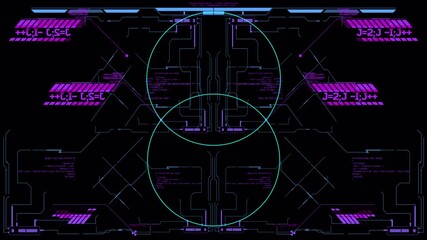 Wall Mural - Futuristic HUD Interface with Code and Geometric Shapes - Dynamic Tech Overlay