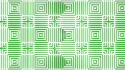 Wall Mural - Green and white geometric square pattern background with glowing gradient lines and abstract futuristic design