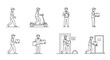 © Runa - Collection of line art illustrations of delivery people and services