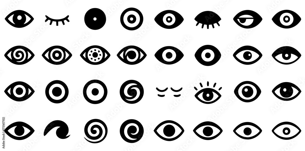 Variety of Eye Icons: A collection of diverse eye icons in a ...