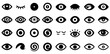 © CrazyJuke - Variety of Eye Icons: A collection of diverse eye icons in a monochromatic palette, showcasing different shapes and expressions, creating a visually engaging design element.