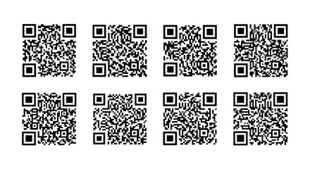 Collection of qr codes isolated on white background for various purposes