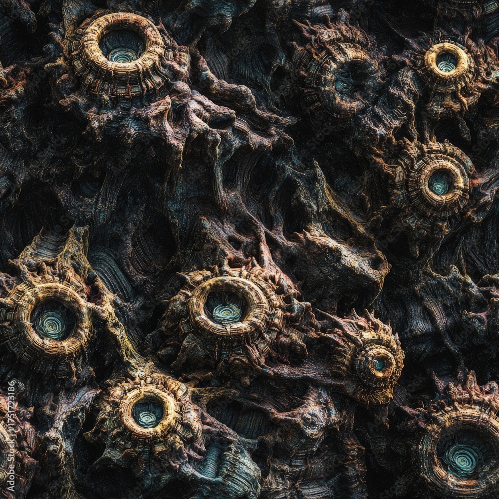 Sci-fi seamless texture of alien hive biomass organic and pulsating for ...