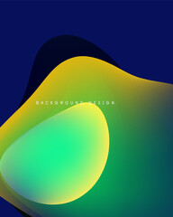 Wall Mural - Abstract fluid shapes, vibrant gradients. Yellow, green, blue hues blend seamlessly. Modern design element, smooth curves, dynamic composition.