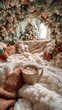 © liliyabatyrova - A warm and inviting reading nook adorned with festive holiday decorations