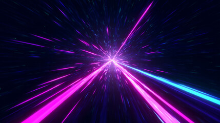 Wall Mural - Neon Space Warp Speed Effect with Starburst