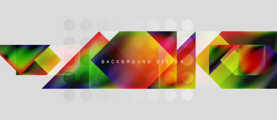 Wall Mural - Abstract geometric shapes, vibrant colors, modern design. Background features overlapping squares, rectangles, gradients. Minimalist aesthetic, clean lines.