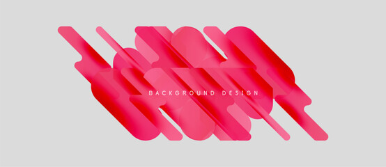 Wall Mural - Abstract pink shapes overlap white background. Modern design element, dynamic composition, vibrant colors, simple geometry.