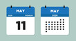 © Neo GT - May 11 2026 (Monday) Calendar Vector Illustration. Day calendar page with date May 11. Week Starts on Sunday. Checklist day calendar. Modern Flat Calendar template icon.