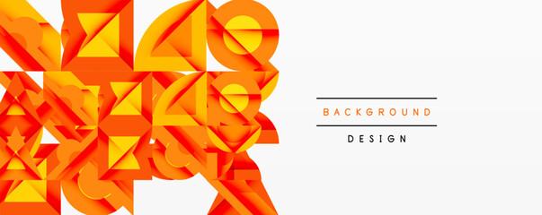 Wall Mural - Abstract orange shapes create dynamic background. Geometric forms overlap, offering modern visual texture. Clean design, simple presentation.
